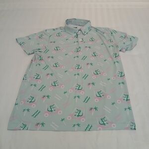 Tipsy Elves Gator Golf Cart Print Polo Golf Shirt Men's Small